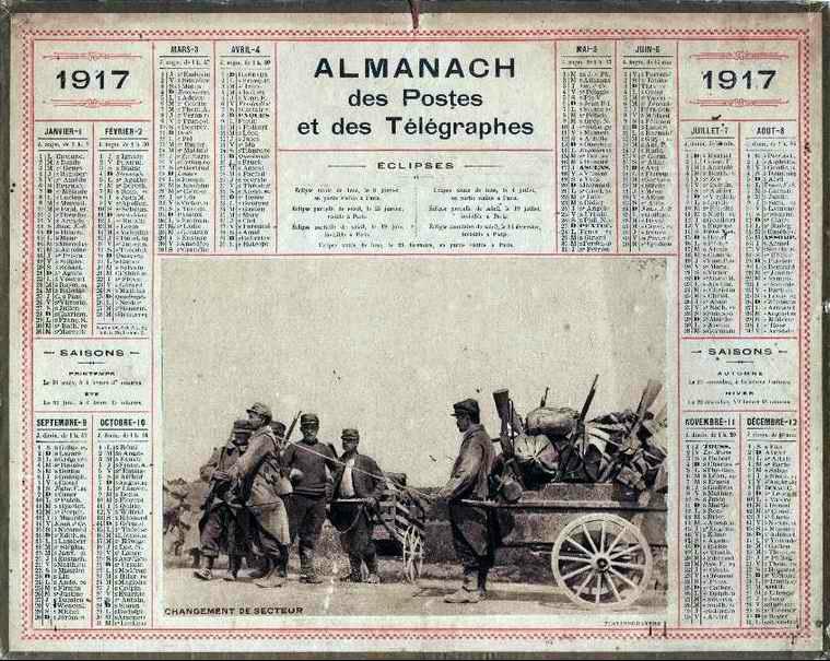 Annee 1917 calendrier poste