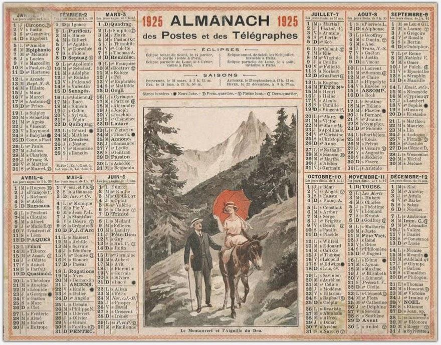 Calendrier 1925 ter