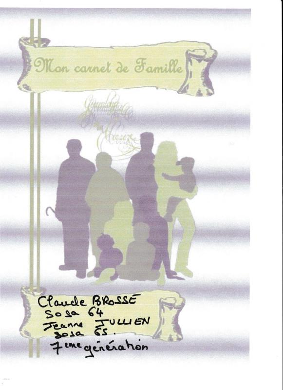 Carnet de famille brosse claude et jullien jeanne sosas 64 et 65 pour transfert sur mon site