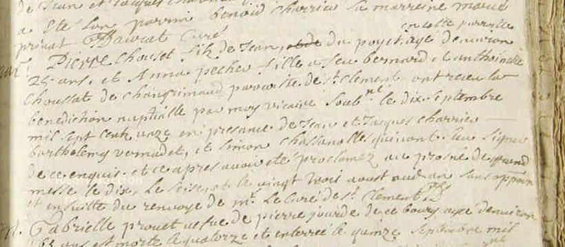 Chouzet pierre et peschier anne sosas 434 et 435 mariage septembre 1711 st just de baffie bis