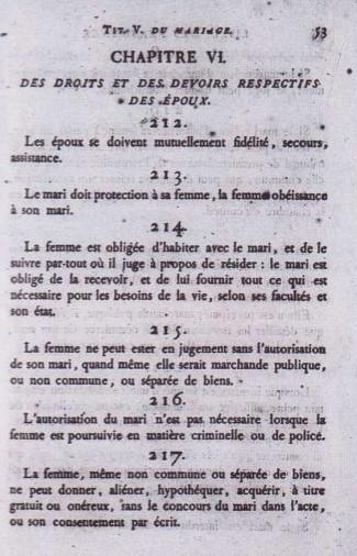 Code civil 1804 femmes bis