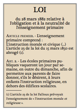 Loi 28 mars 1882 laicite et gratuite ecole