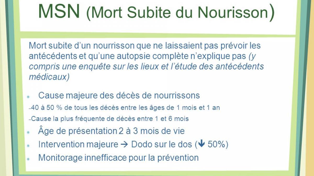MORT SUBITE DU NOURRISSON