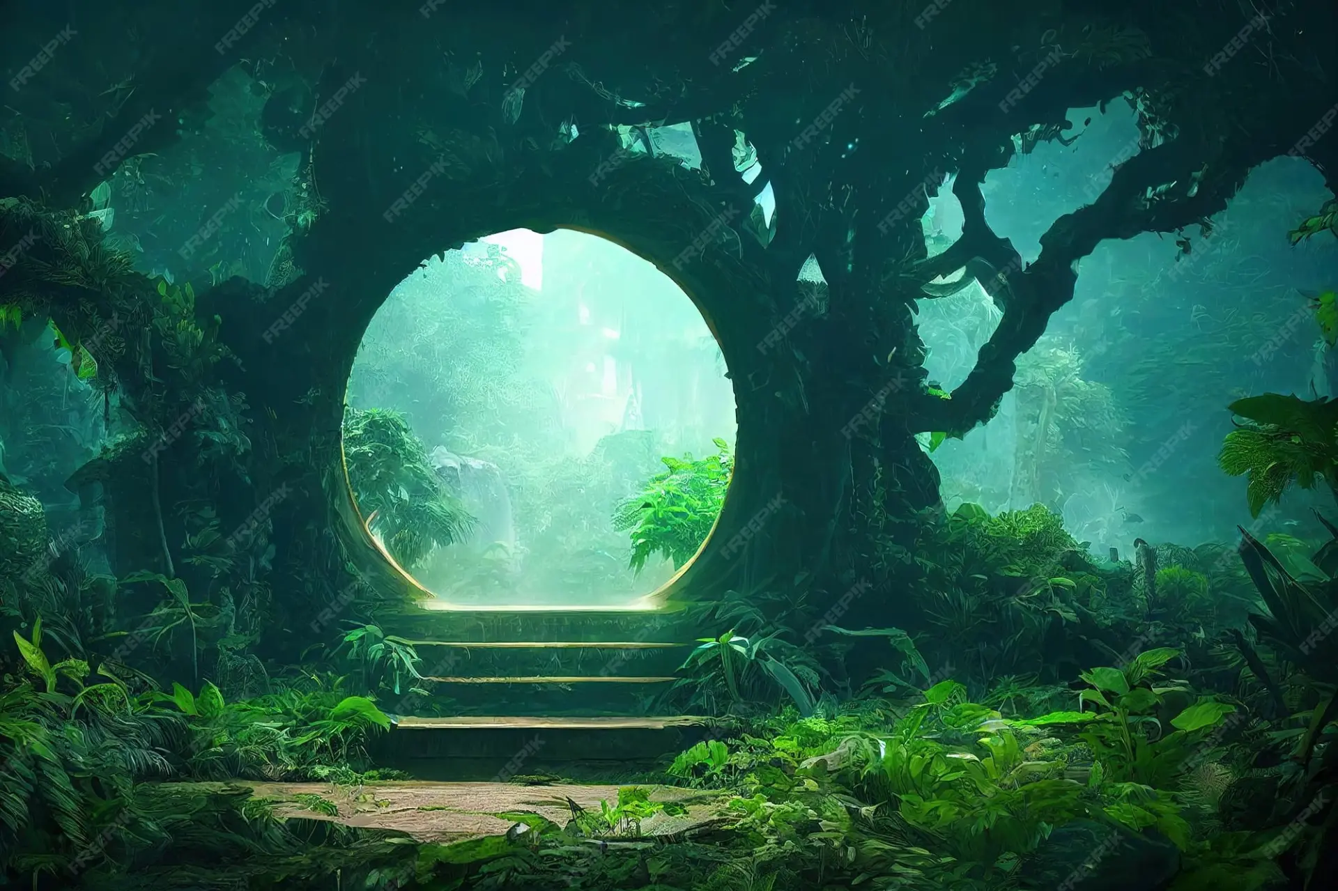 Portail magique feerique dans foret fantastique paysage peinture numerique 743201 1