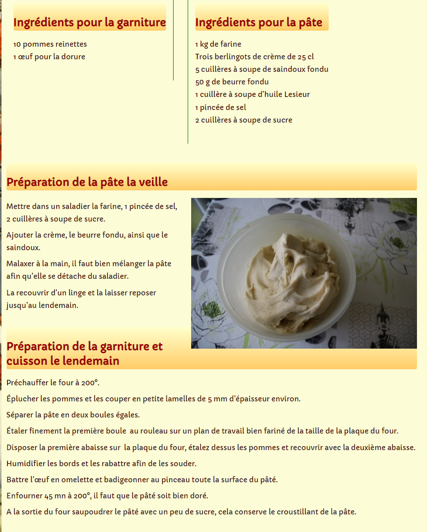 Recette du pate aux pommes