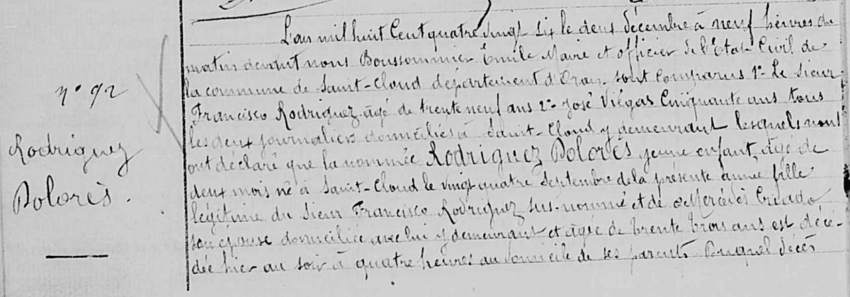 Rodriguez dolores deces 1er decembre 1886 st cloud oran fille de francisco et criado maria bis