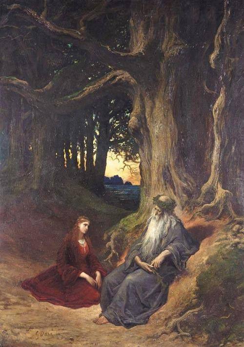 Viviane et merlin tableau gustave dore jpeg 2